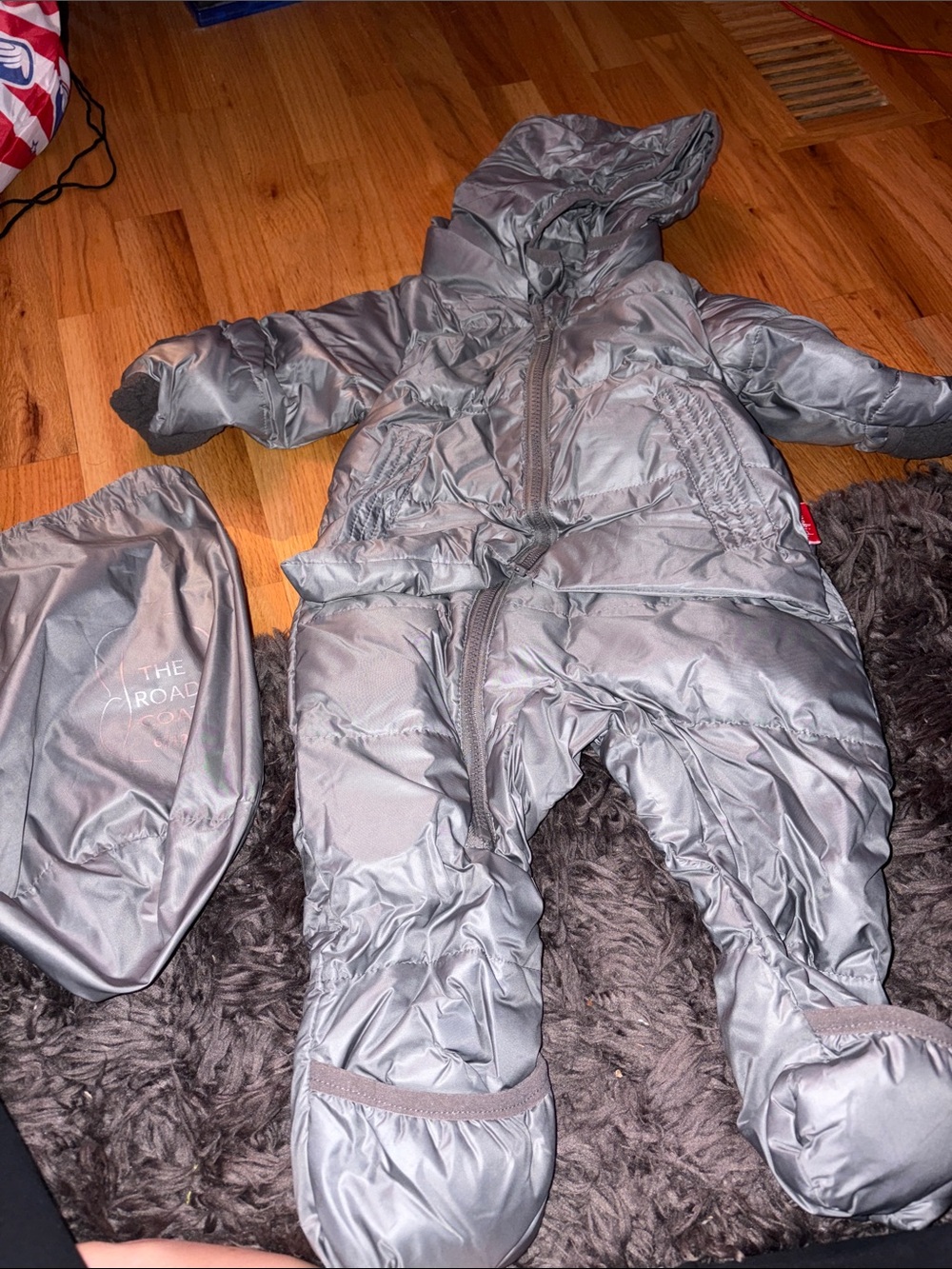 Gray Infant One Suit Road Coat with Hood - 6-12 months
